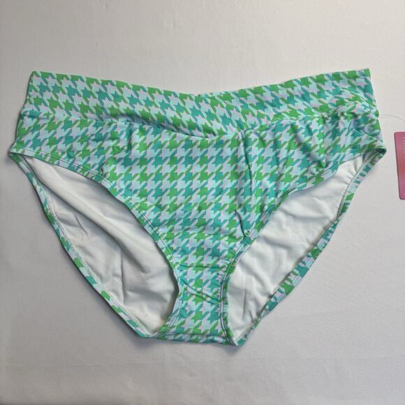 Ninety-Nine° High-Waist Cheeky Swim Bottoms Juniors Plus Size 2X Blue Green - Picture 1 of 7